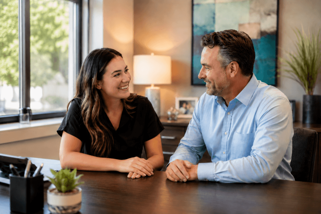 dental team member working through patient objections during a consult